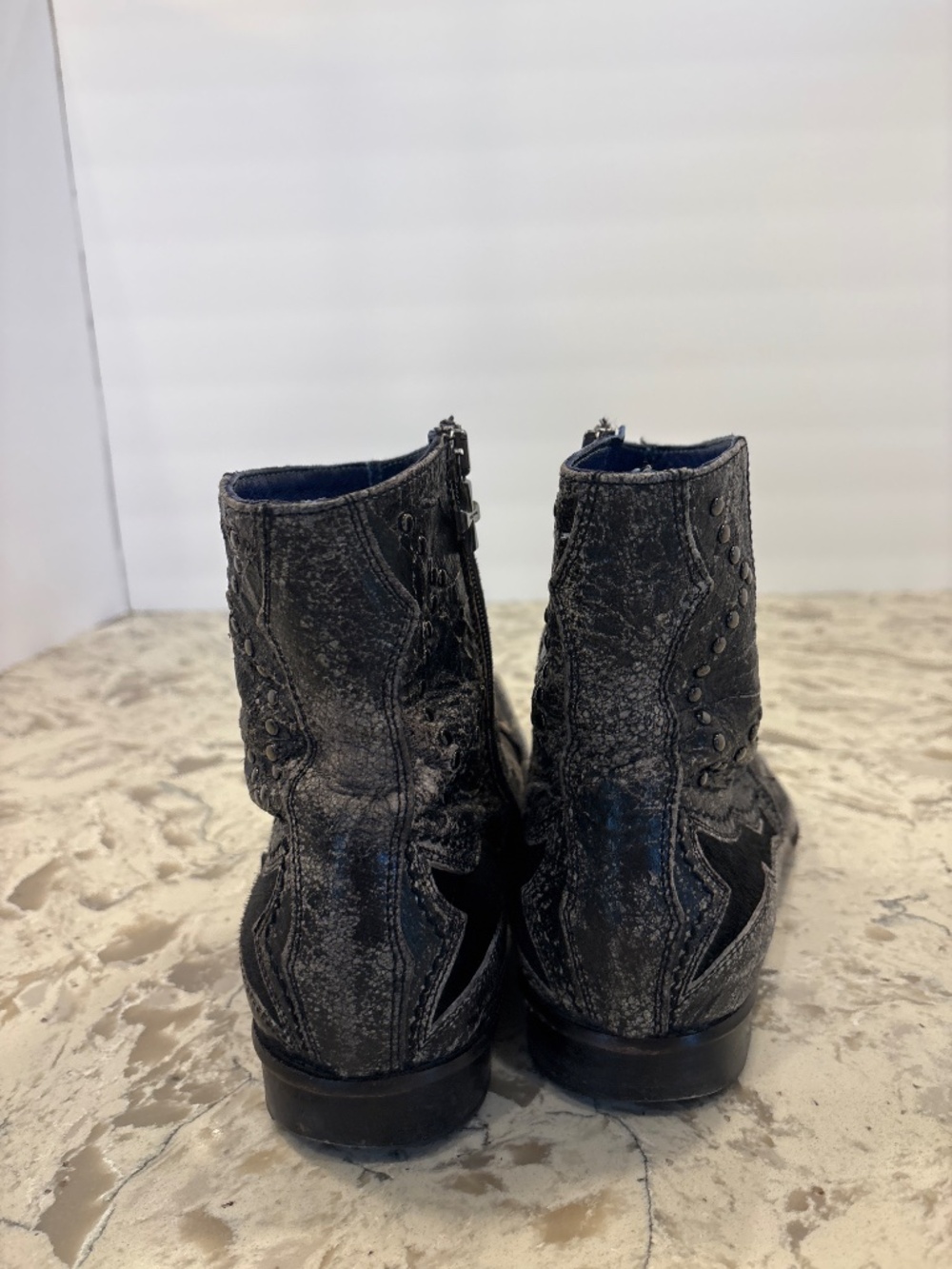 Vintage Mark Nason Rock Never Dies Boots Studded Pony Hair 9 - Picture 5 of 7